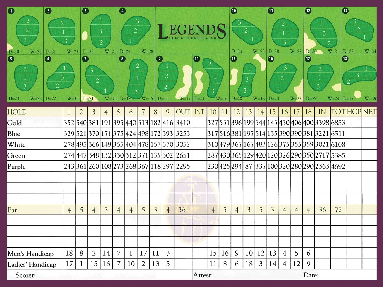 Course Details & Scorecard - Legends Golf & Country Club